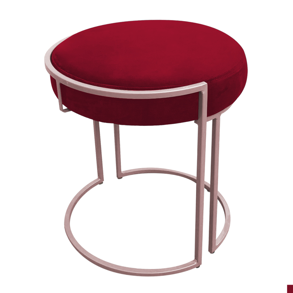 Puff Love Suede Vermelho Base Rosê D'Rossi