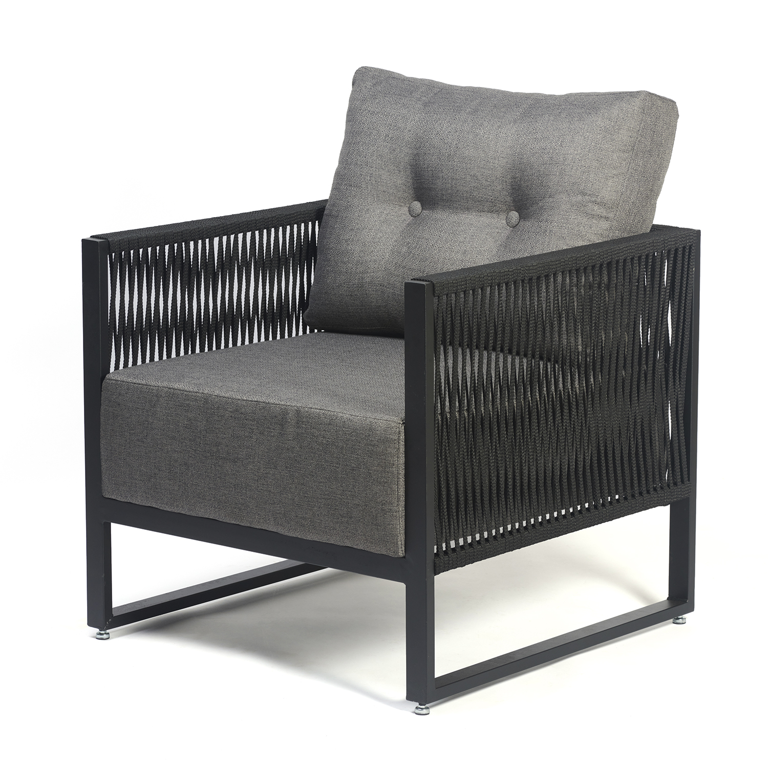 Poltrona Araxá - Corda Nautica Cinza - Sala de Estar Varanda Living - Kit 2