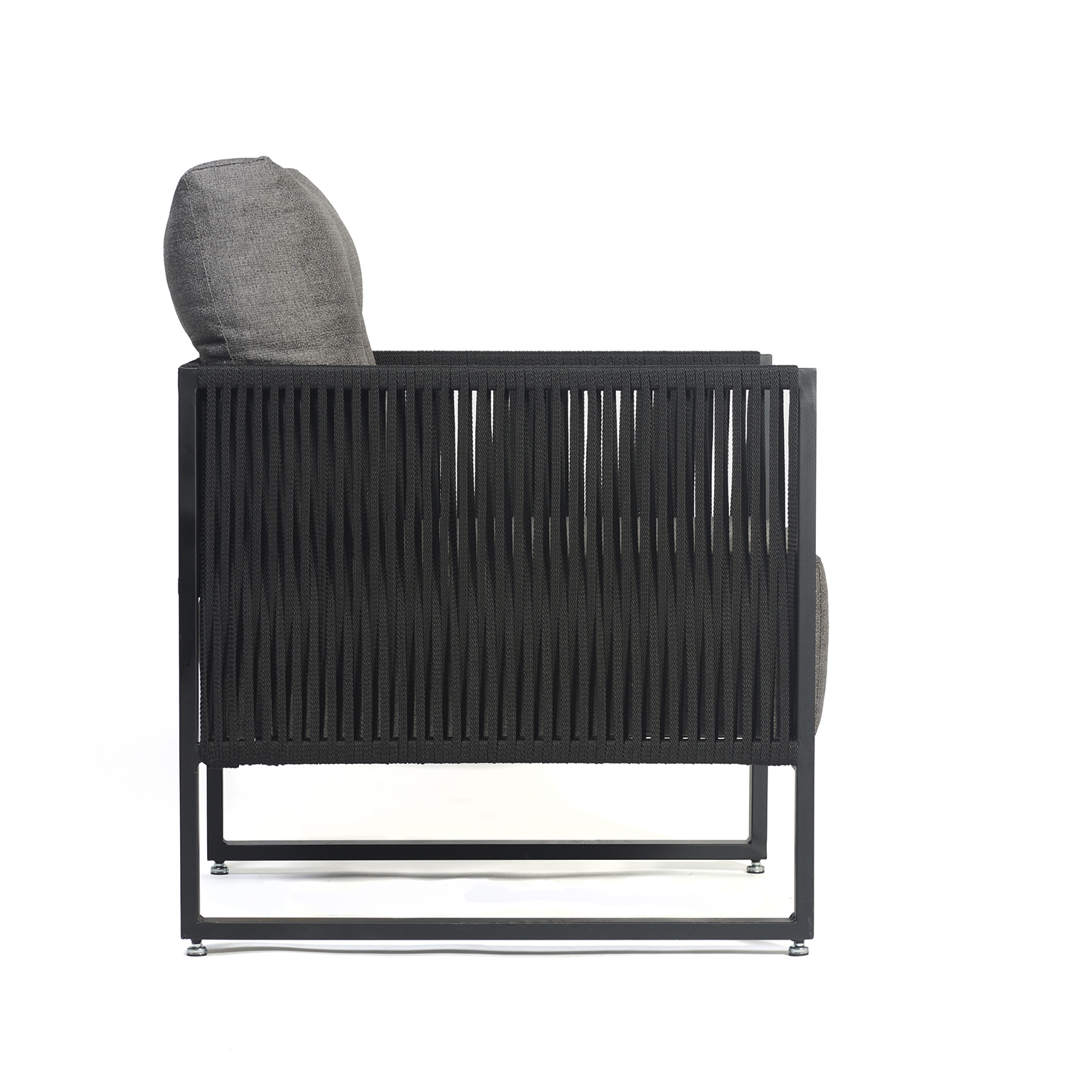 Poltrona Araxá - Corda Nautica Cinza - Sala de Estar Varanda Living - Kit 2