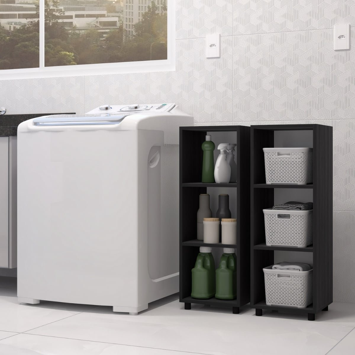 Estante Modular 3 Nichos Austin Preto