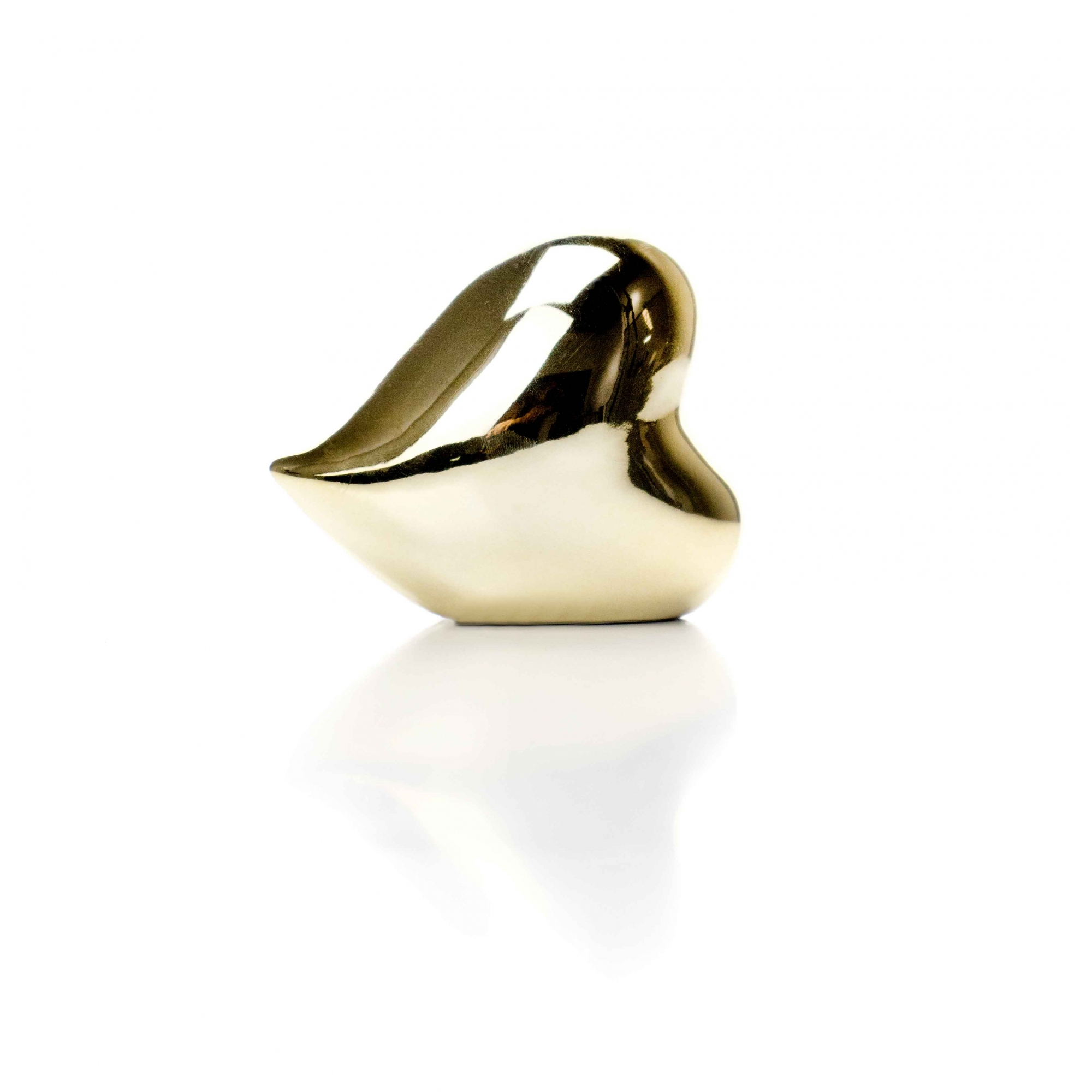 Adorno Coração Decorativo Deitado Dourado em Cerâmica 10x11 - D'Rossi