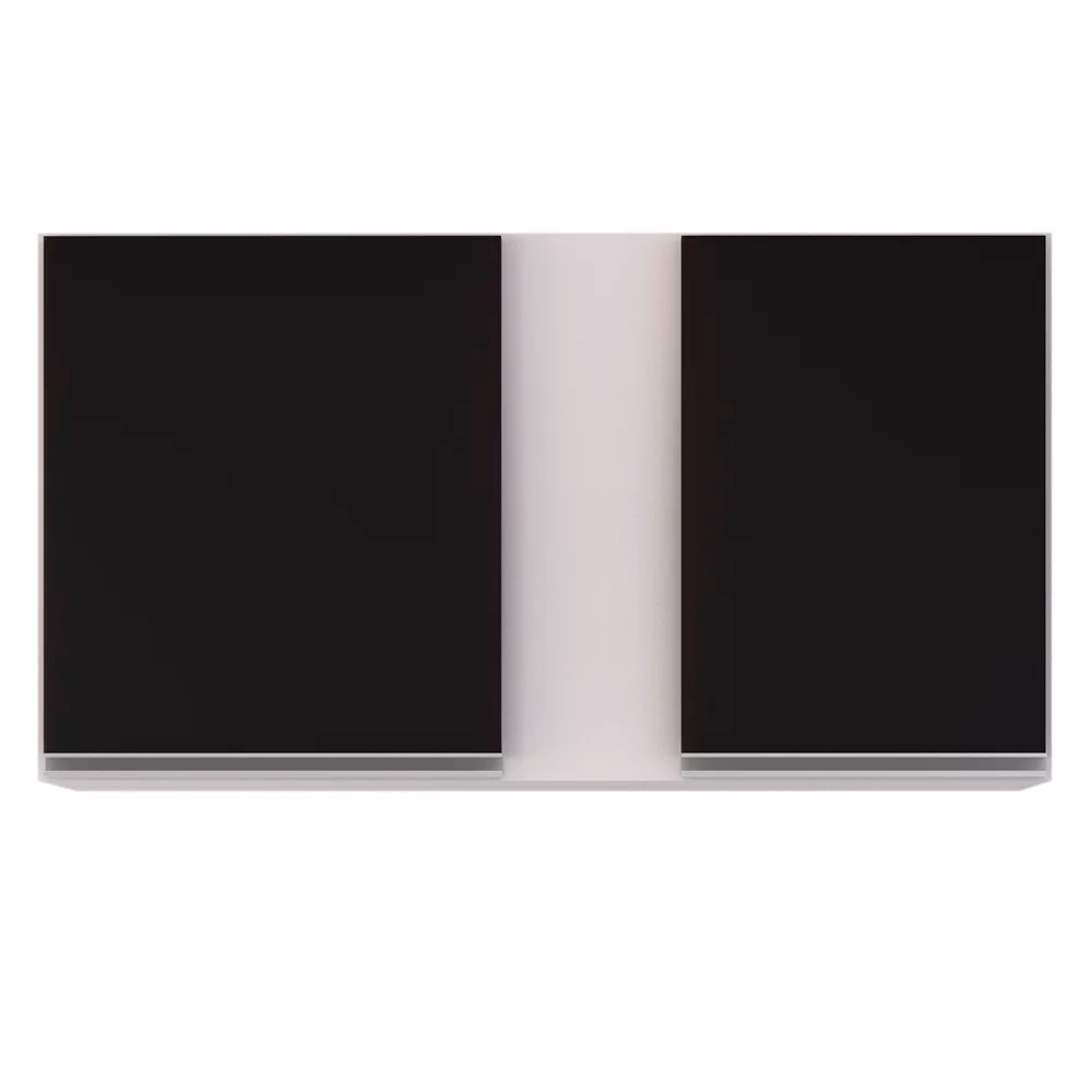 Armário Aéreo de Cozinha Lavanderia 02 Portas Agata Branco e Preto 100 cm - D'Rossi