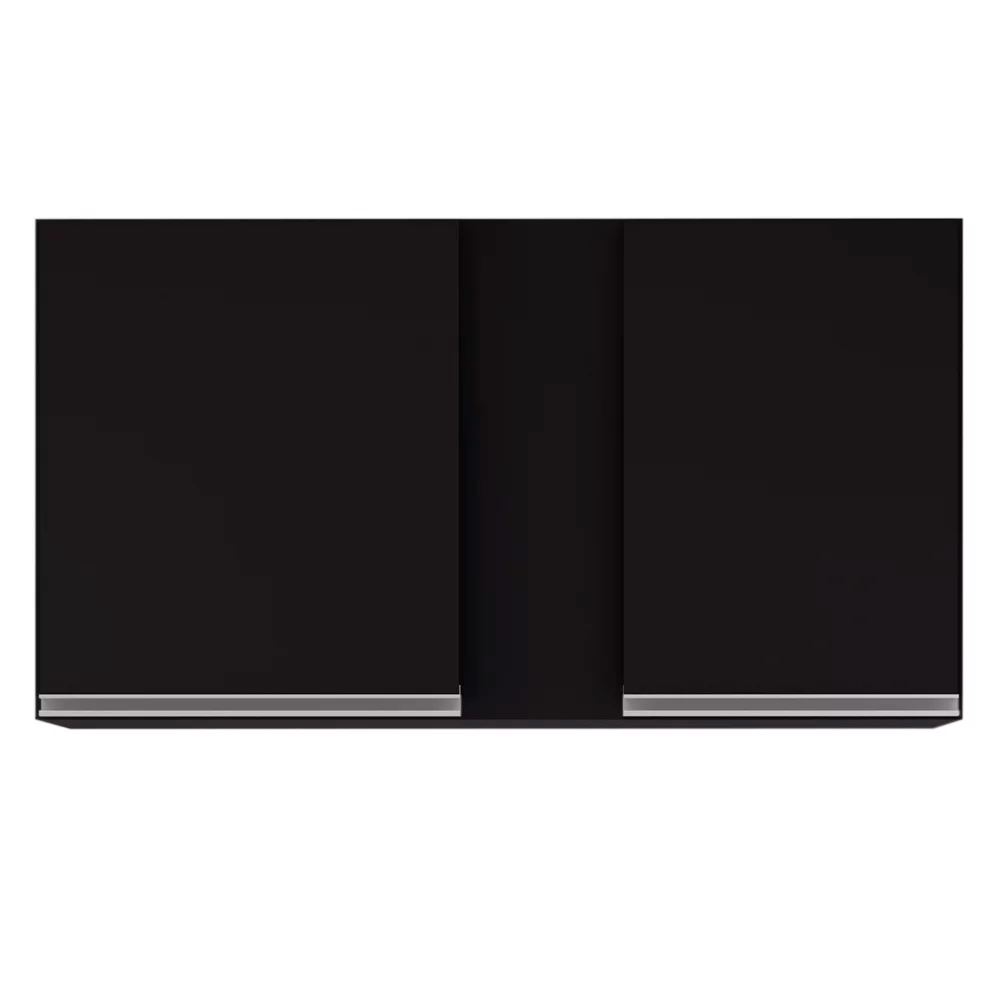 Armário Aéreo de Cozinha Lavanderia 02 Portas Agata Preto 100 cm - D'Rossi