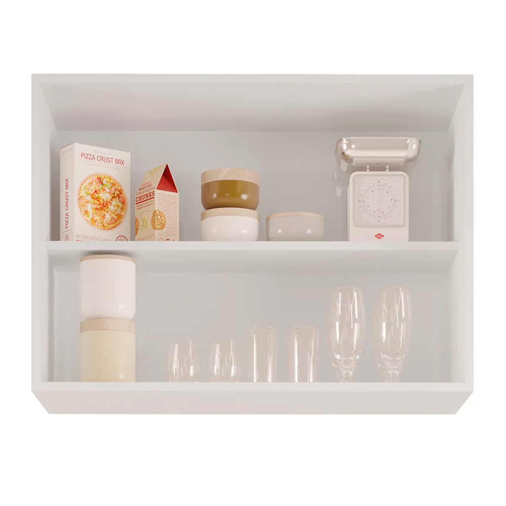 Armário Aéreo de Cozinha Lavanderia 02 Portas Eva Branco e Preto 80 cm - D'Rossi