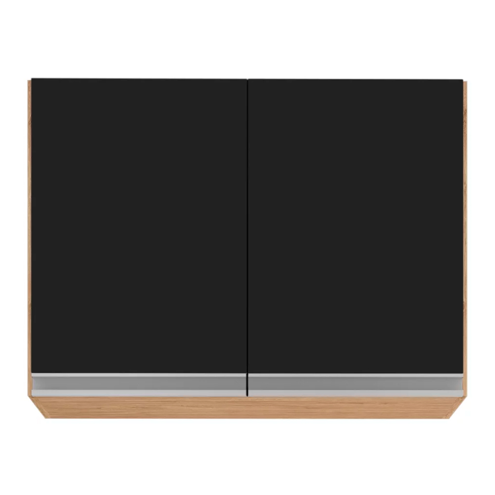 Armário Aéreo de Cozinha Lavanderia 02 Portas Eva Castanho e Preto 80 cm - D'Rossi