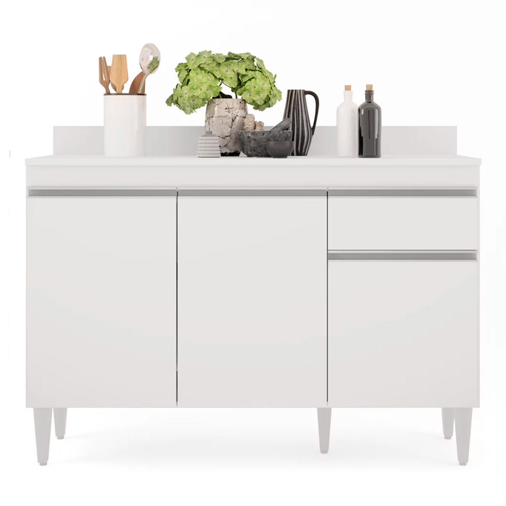 Balcão de Cozinha Lavanderia com Tampo 01 Gaveta Vick 120 cm - D'Rossi