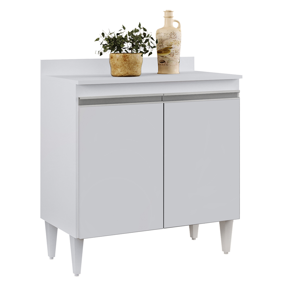Balcão de Cozinha Lavanderia com Tampo 02 Portas Sara 80 cm - D'Rossi