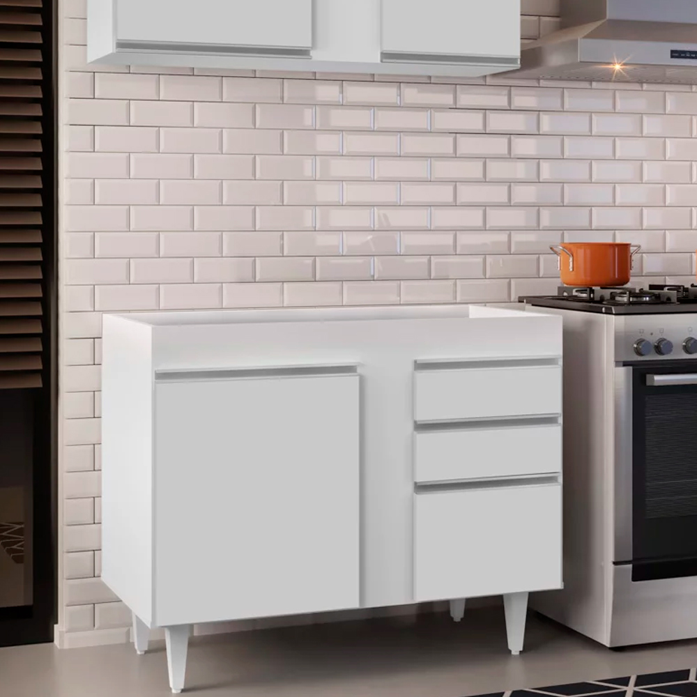 Balcão de Cozinha Lavanderia sem Tampo 02 Gavetas Bia 100 cm - D'Rossi