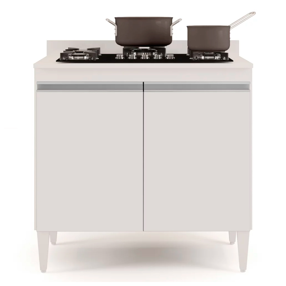 Balcão para Cooktop de Cozinha com Tampo 2 Portas Brenda 80,5 cm - D'Rossi