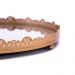 Bandeja Decorativa Redonda Em Metal Flor Rosê com Espelho 2x22x22 cm - D'Rossi