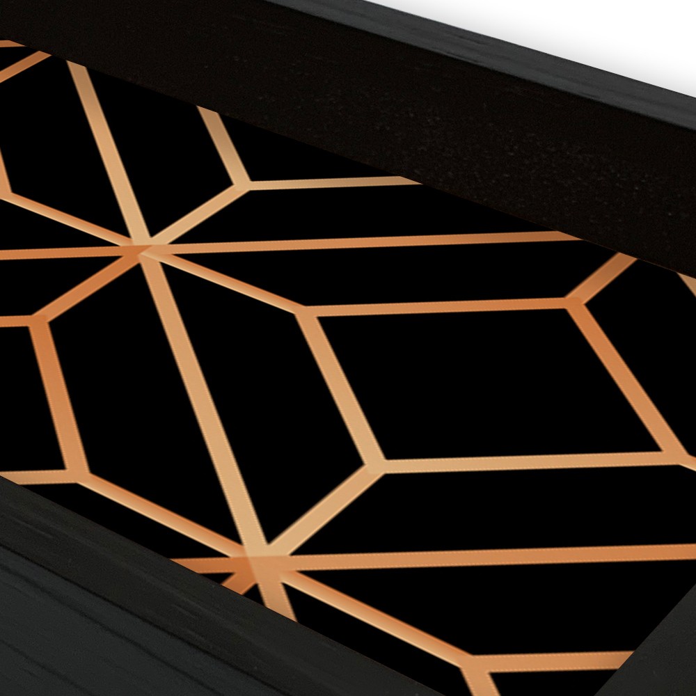 Bandeja Preta Com Gravura Impermeável "Geometric Luxo" 34X14X3CM - D'Rossi