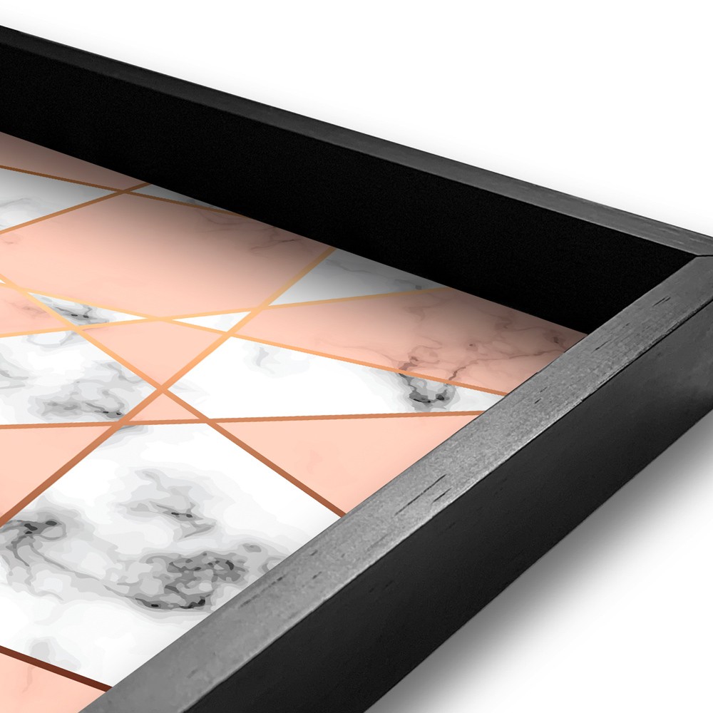 Bandeja Preta Com Gravura Impermeável "Geometric Marble" 41x31x3CM - D'Rossi