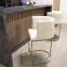 Banqueta Alta Cozinha Base Industrial Dourada Paola Linho - D'Rossi