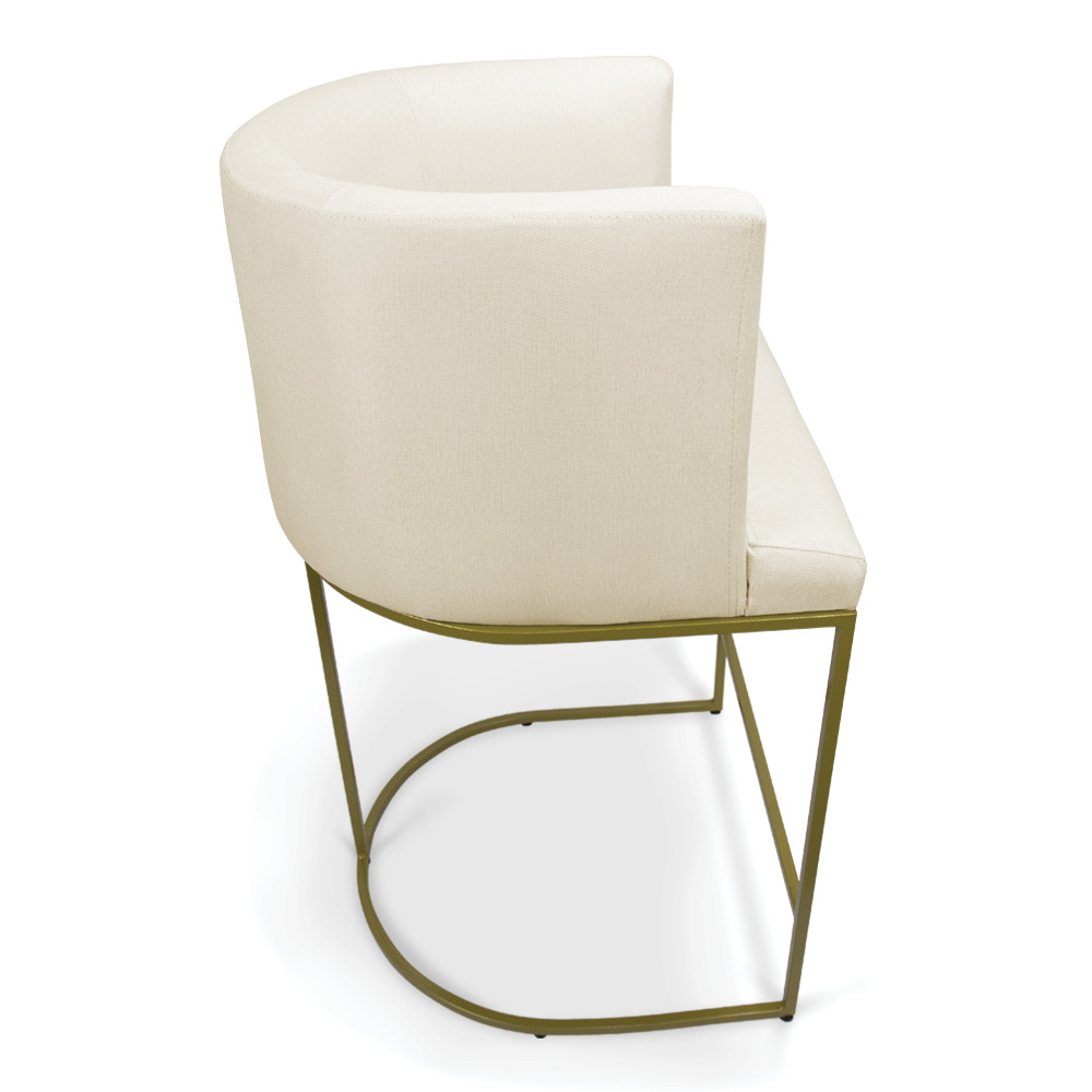 Banqueta Alta Cozinha Base Industrial Dourada Paola Linho - D'Rossi