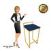 Banqueta Alta Lavínia Suede Azul Marinho Base Dourado D'Rossi