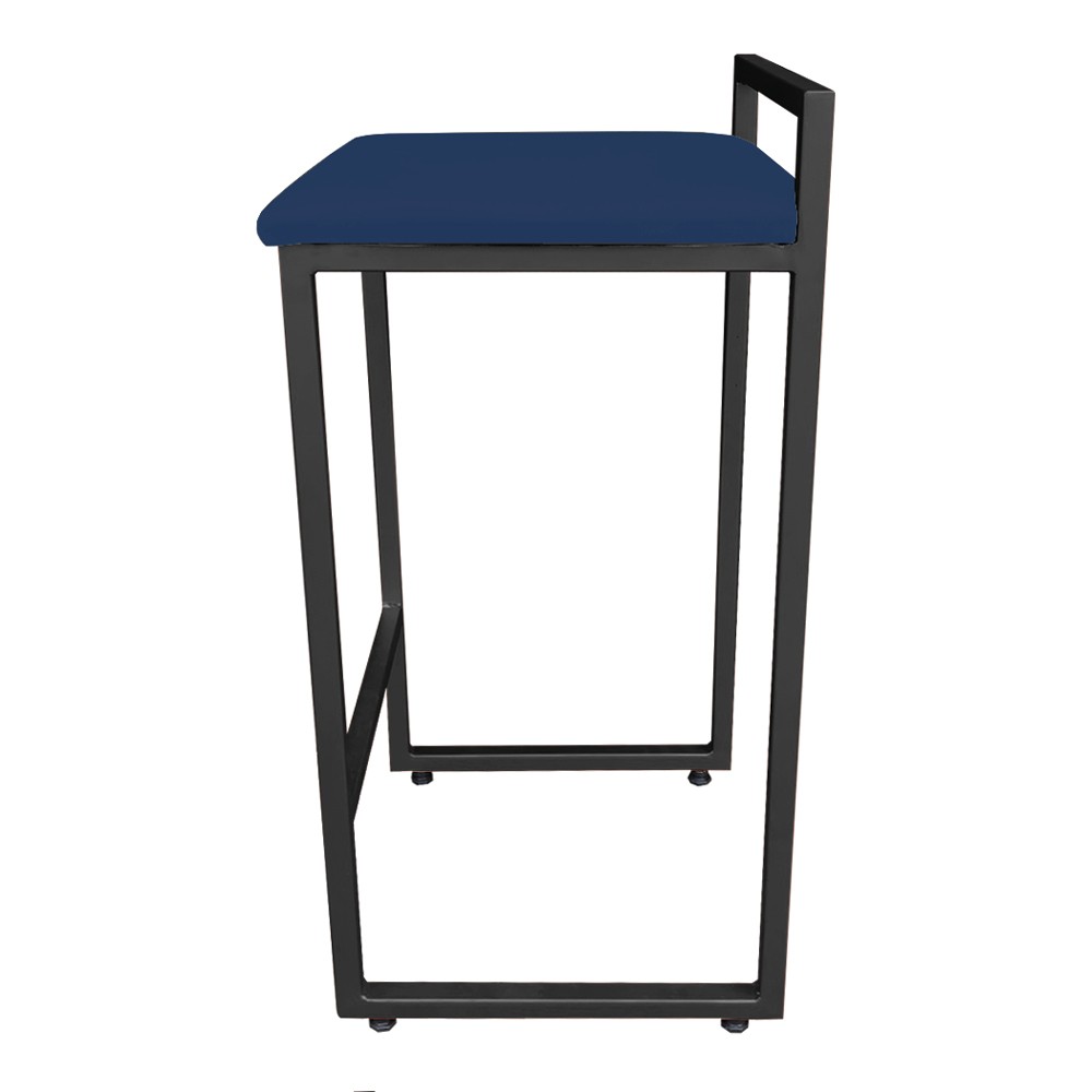 Banqueta Alta Lavínia Suede Azul Marinho Base Preto D'Rossi