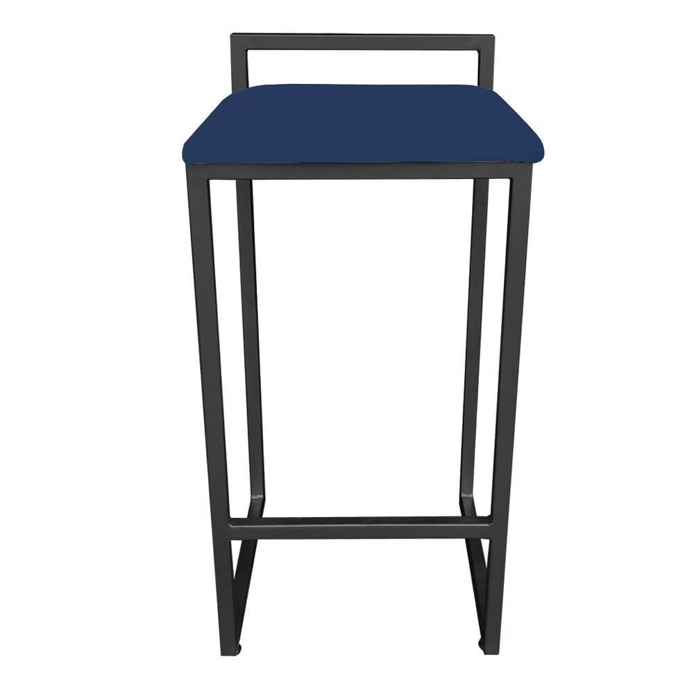 Banqueta Alta Lavínia Suede Azul Marinho Base Preto D'Rossi