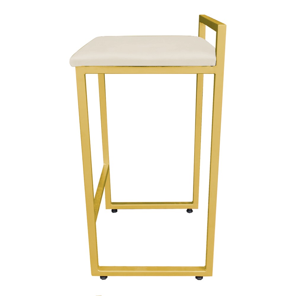 Banqueta Alta Lavínia Suede Base Dourado D'Rossi