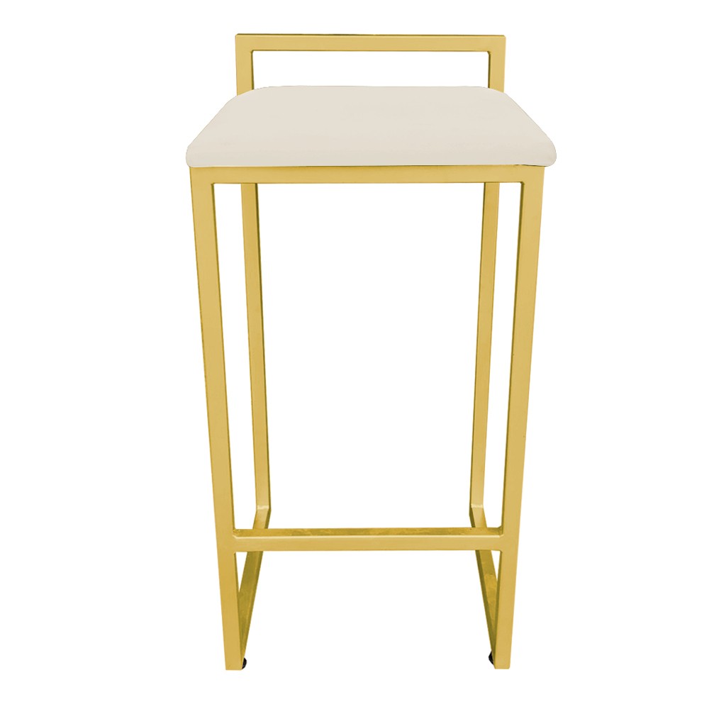 Banqueta Alta Lavínia Suede Base Dourado D'Rossi