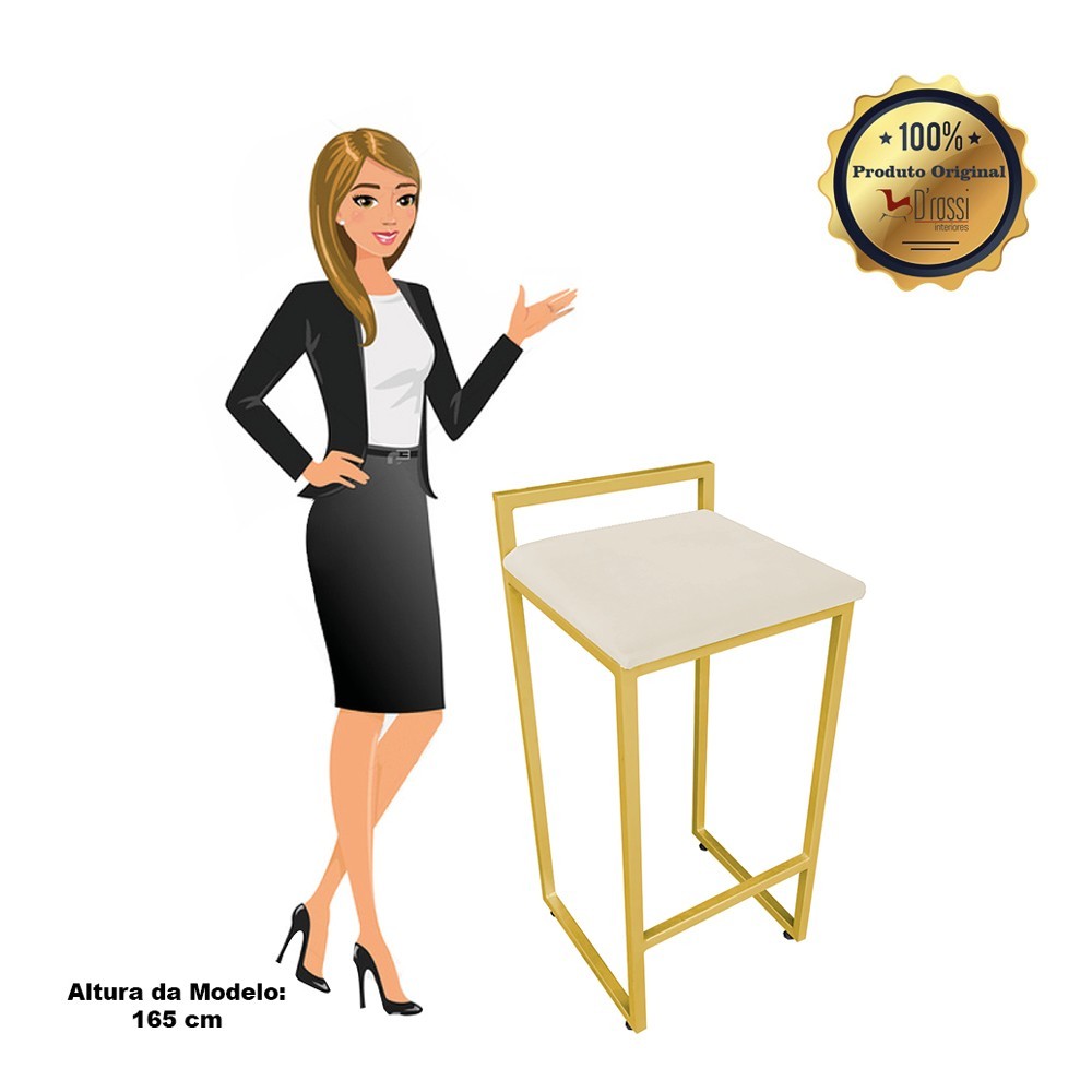 Banqueta Alta Lavínia Suede Base Dourado D'Rossi