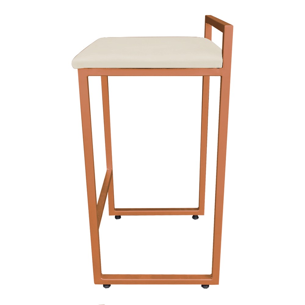 Banqueta Alta Lavínia Suede Bege Base Cobre D'Rossi
