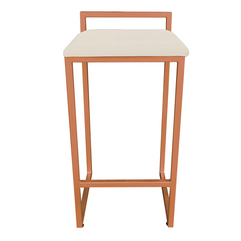 Banqueta Alta Lavínia Suede Bege Base Cobre D'Rossi