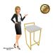 Banqueta Alta Lavínia Suede Cinza Base Dourado D'Rossi