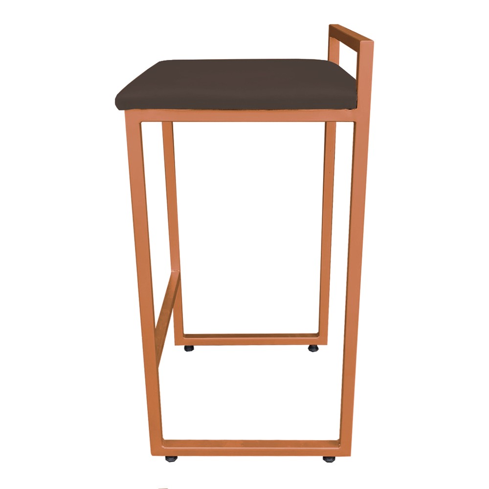 Banqueta Alta Lavínia Suede Marrom Base Cobre D'Rossi