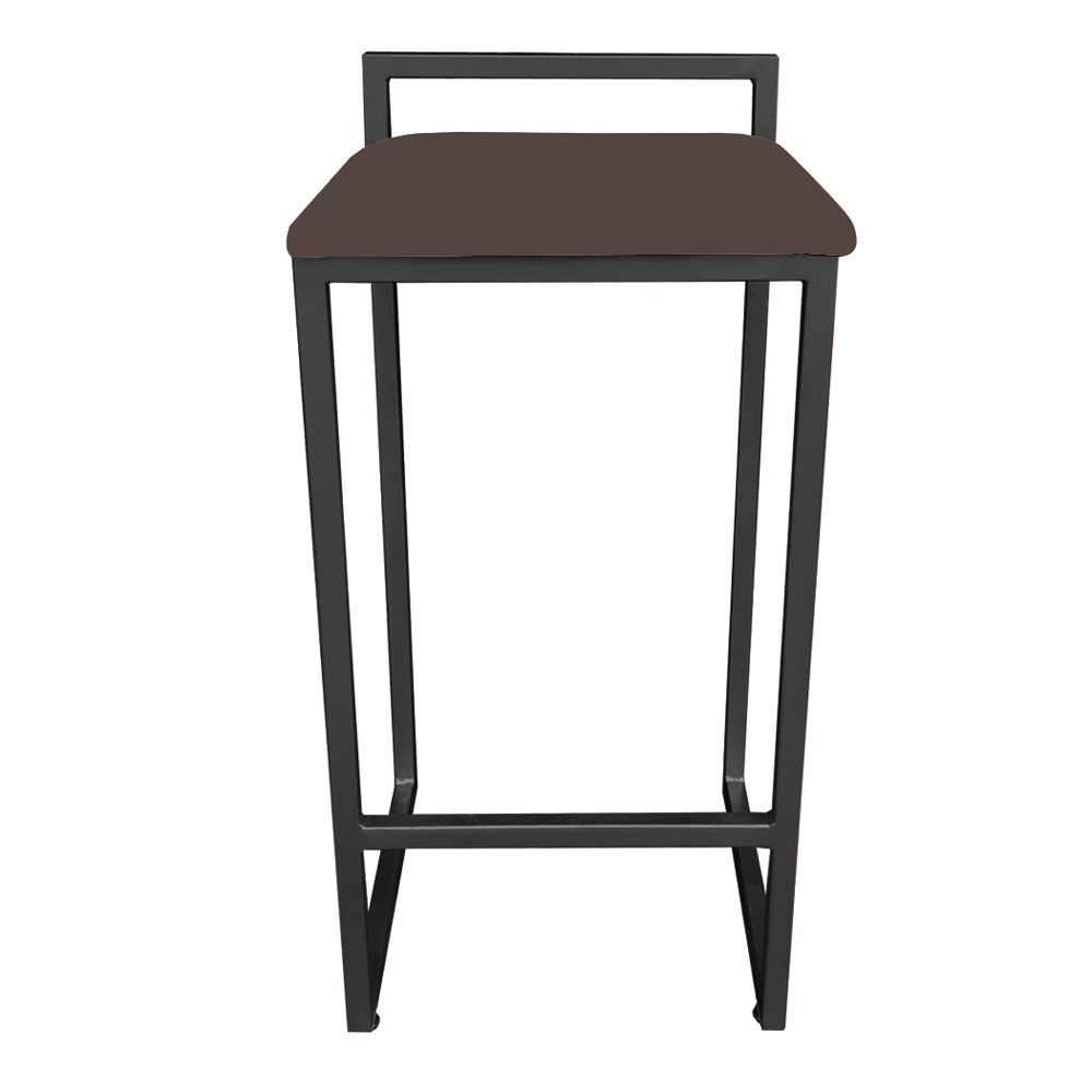 Banqueta Alta Lavínia Suede Marrom Base Preto D'Rossi