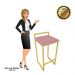 Banqueta Alta Lavínia Suede Rose Base Dourado D'Rossi