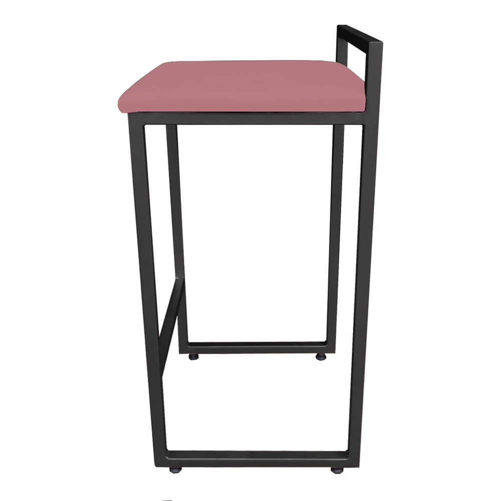 Banqueta Alta Lavínia Suede Rose Base Preto D'Rossi