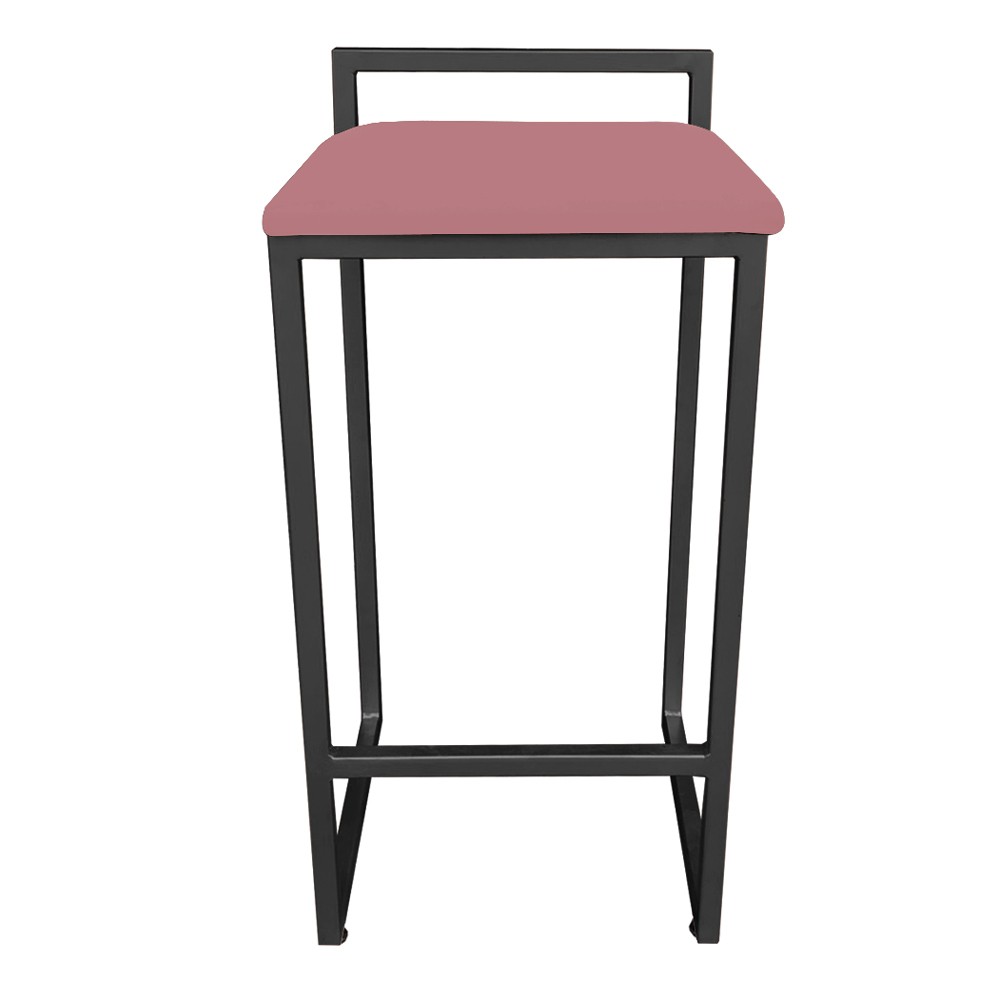 Banqueta Alta Lavínia Suede Rose Base Preto D'Rossi