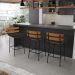 Banqueta Costela Veludo Preto Base Metálica Preto - D'Rossi