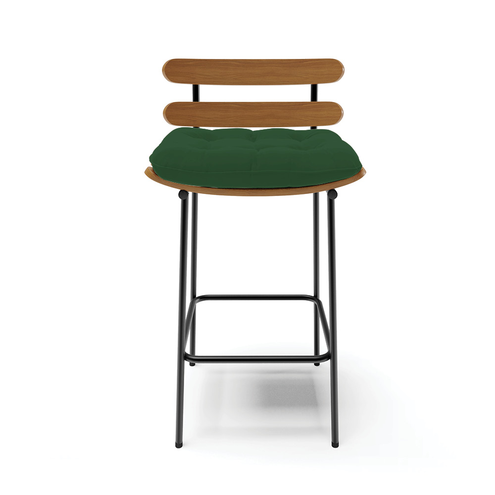 Banqueta Costela Veludo Verde Base Metálica Preto - D'Rossi