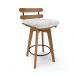 Banqueta Giratória Costela Corano Branco Base Madeira MA70 - D'Rossi