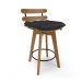 Banqueta Giratória Costela Corino Preto Base Madeira MA70 J01 - D'Rossi