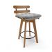 Banqueta Giratória Costela Suede Cinza Base Madeira MA70 - D'Rossi