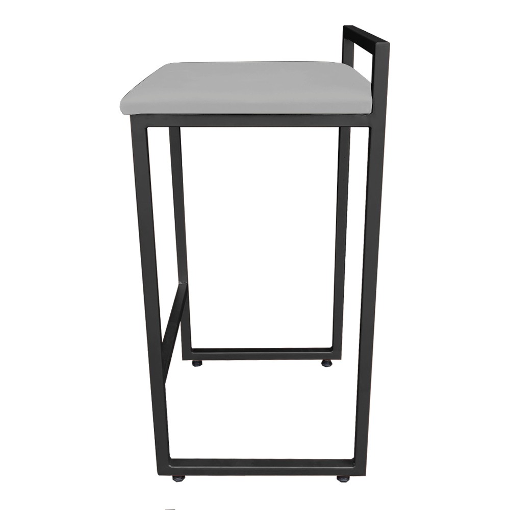 Banqueta Pietra Suede Cinza Base Preto D'Rossi