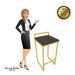 Banqueta Pietra Suede Marrom Base Dourado D'Rossi