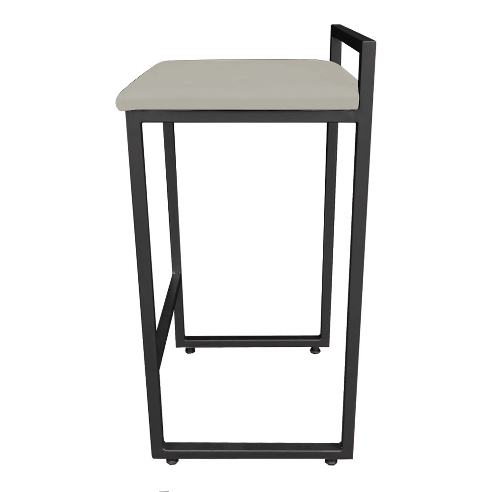 Banqueta Pietra Suede Marrom Rato Base Preto D'Rossi