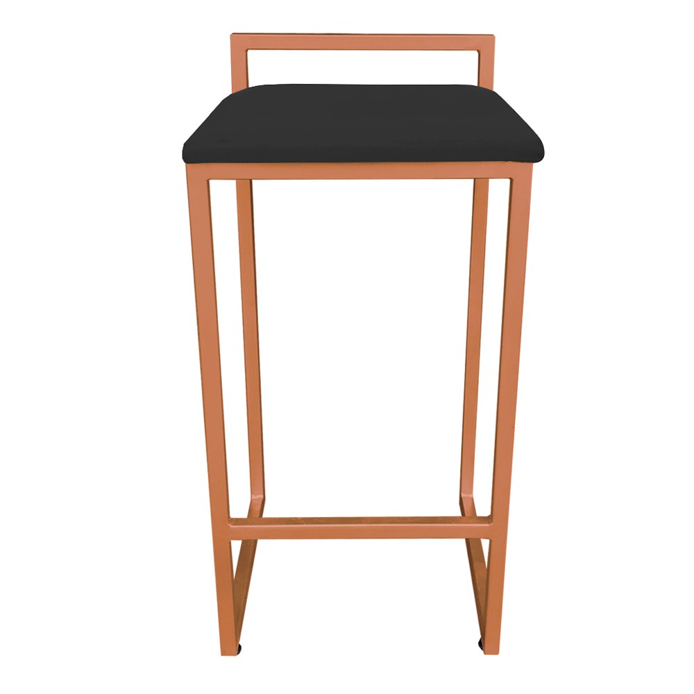 Banqueta Pietra Suede Preto Base Cobre D'Rossi