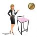 Banqueta Pietra Suede Rosa Bebê Base Preto D'Rossi