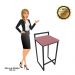 Banqueta Pietra Suede Rose Base Preto D'Rossi