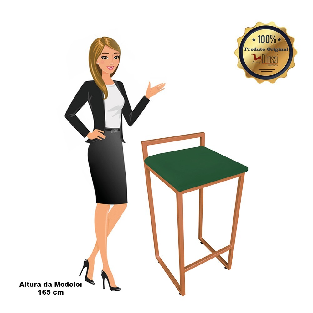 Banqueta Pietra Suede Verde Base Cobre D'Rossi