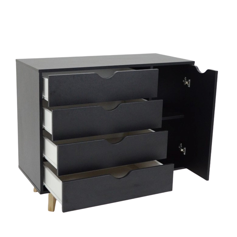 Cômoda Ipanema com 04 Gavetas Preto - D'Rossi
