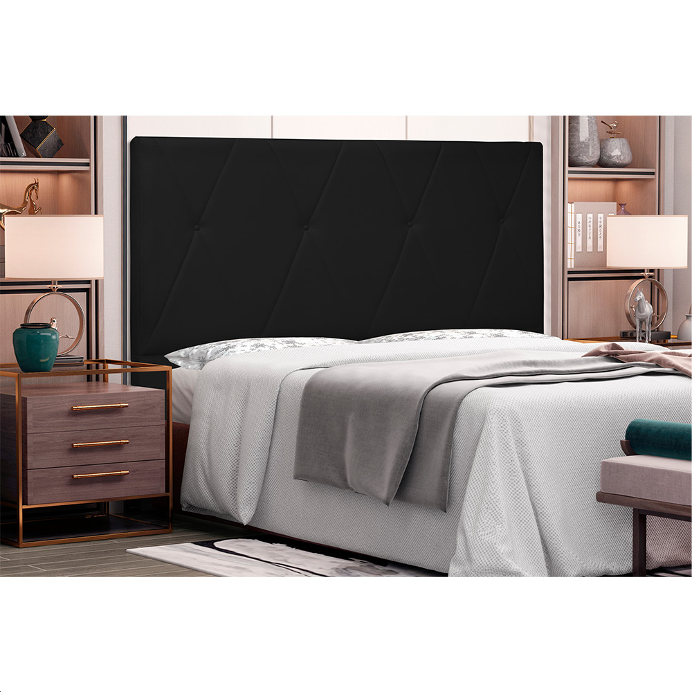 Cabeceira Aquilla Para Cama Box Casal 140 cm Corino Preto - D'Rossi