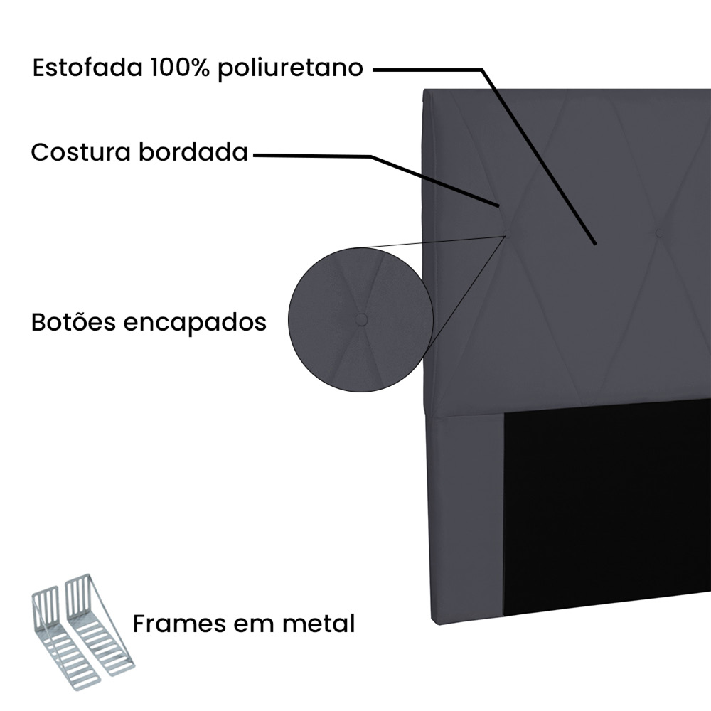 Cabeceira Aquilla Para Cama Box Casal 140 cm Suede Cinza - D'Rossi