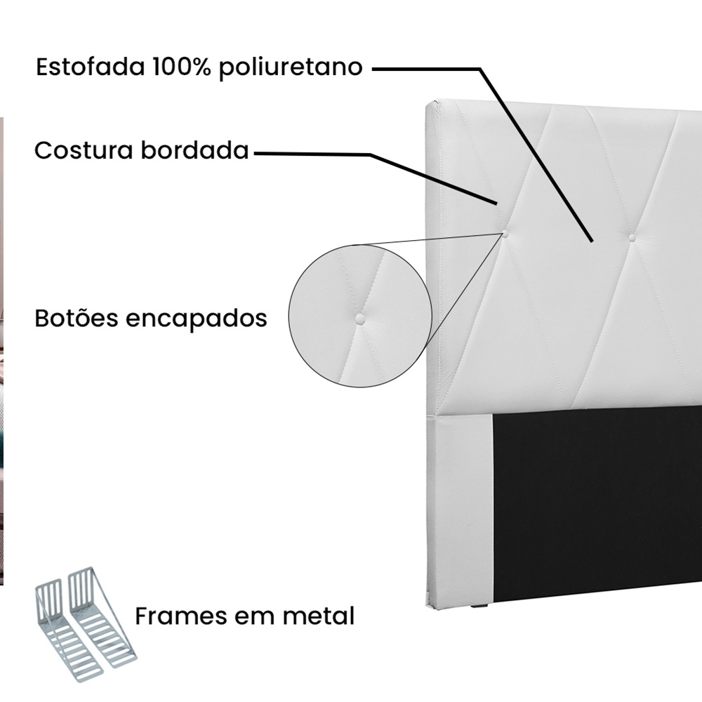 Cabeceira Aquilla Para Cama Box Queen 160 cm Corino Branco - D'Rossi