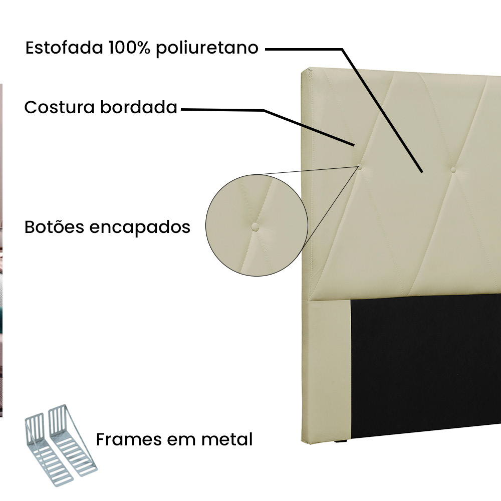Cabeceira Aquilla Para Cama Box Solteiro 90 cm Corino - D'Rossi