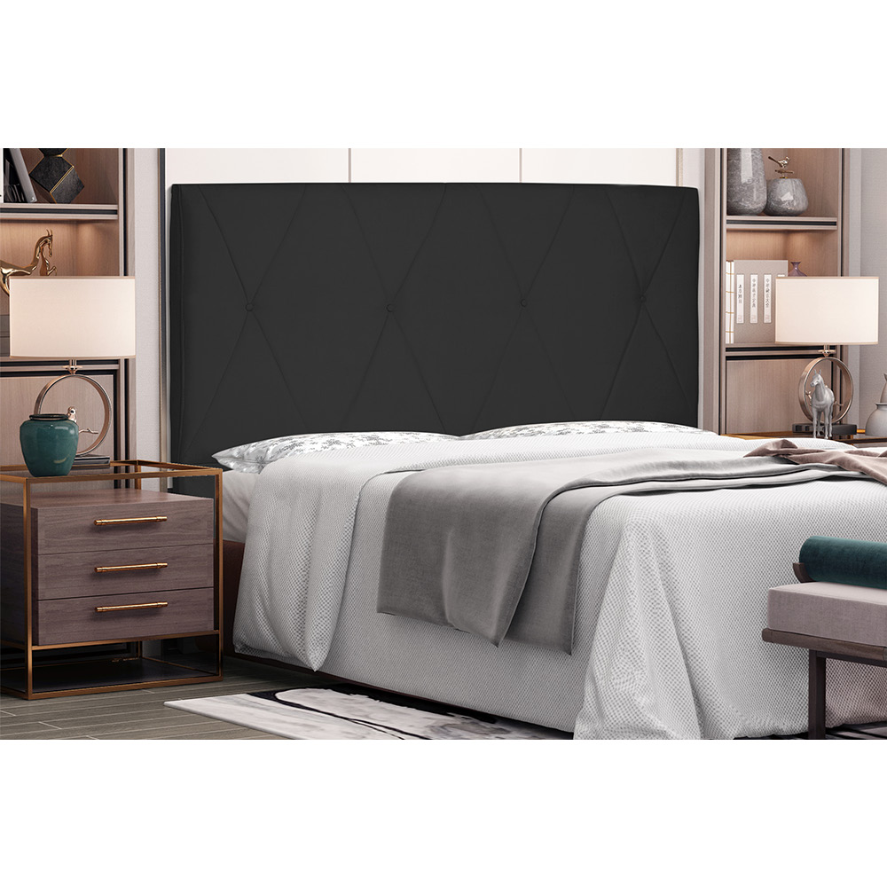 Cabeceira Aquilla Para Cama Box Solteiro 90 cm Suede Preto - D'Rossi